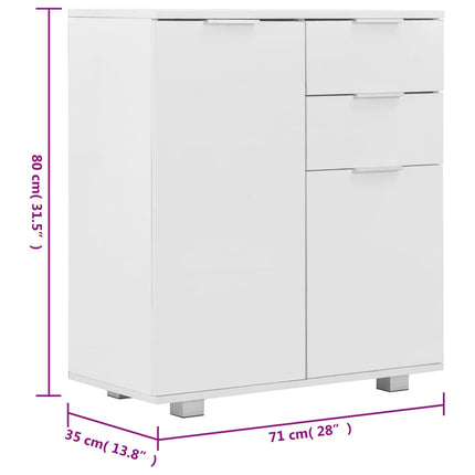 Credenza con Finitura Lucida Bianca 71x35x80 cm in Truciolato