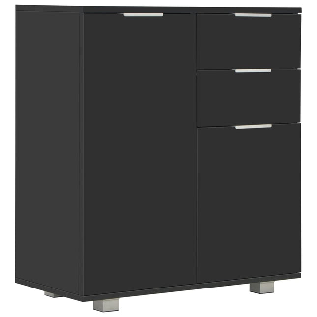 Credenza con Finitura Lucida Nera 71x35x80 cm in Truciolato