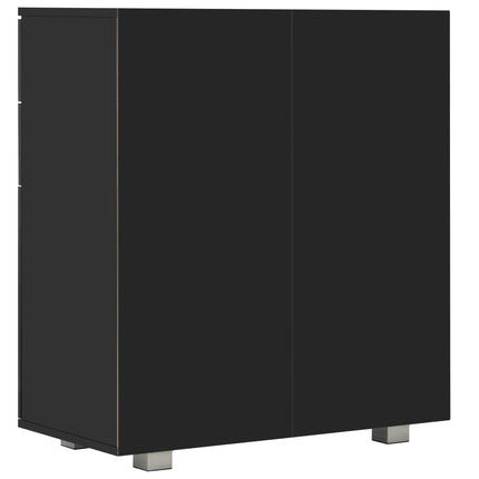 Credenza con Finitura Lucida Nera 71x35x80 cm in Truciolato