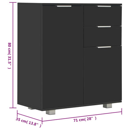 Credenza con Finitura Lucida Nera 71x35x80 cm in Truciolato