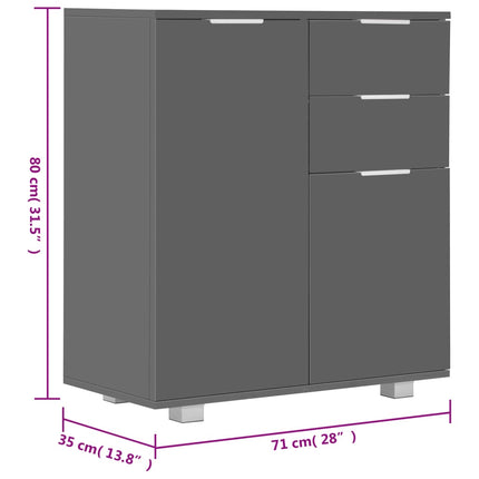 Credenza con Finitura Lucida Grigia 71x35x80 cm in Truciolato