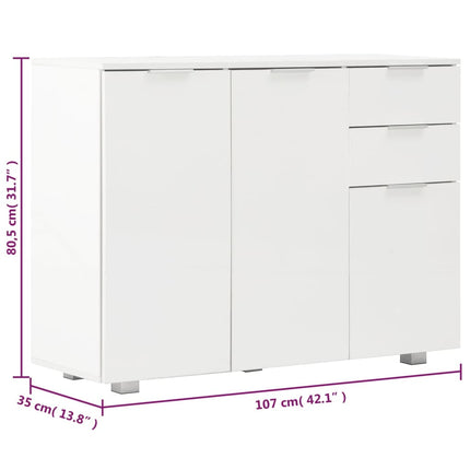 Credenza Bianco Lucido 107x35x80,5 cm