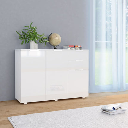 Credenza Bianco Lucido 107x35x80,5 cm