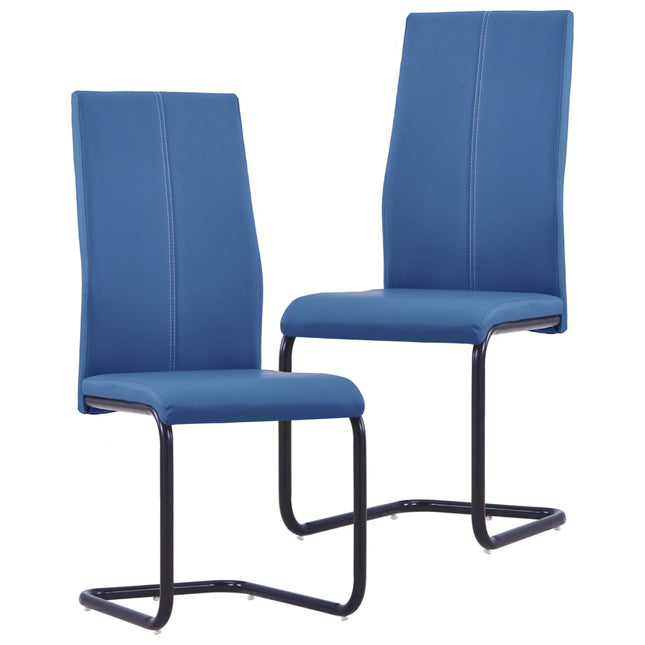 Sedie da Pranzo a Sbalzo 2 pz Blu in Similpelle