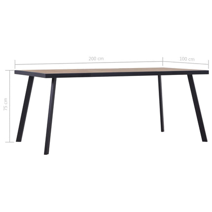 Tavolo da Pranzo Naturale e Nero 200x100x75 cm in MDF