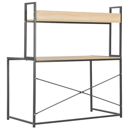 Scrivania per Computer Nera e Rovere 120x60x138 cm