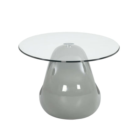 Tavolino da Salotto con Ripiano Ovale in Vetro Grigio Lucido