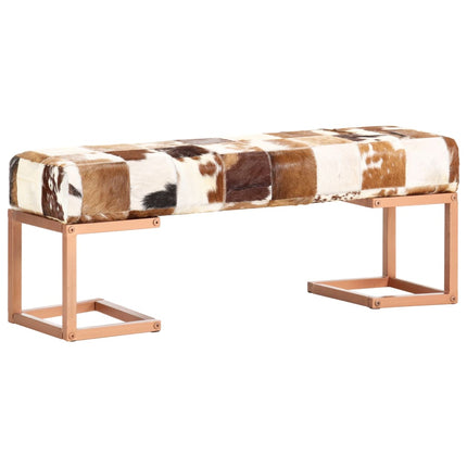 Panca 110 cm Marrone Patchwork in Vera Pelle di Capra
