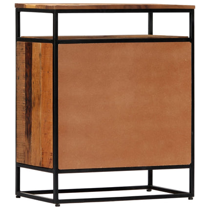 Credenza 60x35x76 cm in Legno Massello di Recupero e Acciaio