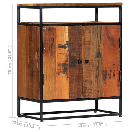 Credenza 60x35x76 cm in Legno Massello di Recupero e Acciaio