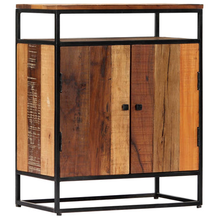 Credenza 60x35x76 cm in Legno Massello di Recupero e Acciaio