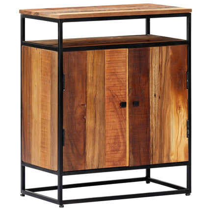 Credenza 60x35x76 cm in Legno Massello di Recupero e Acciaio