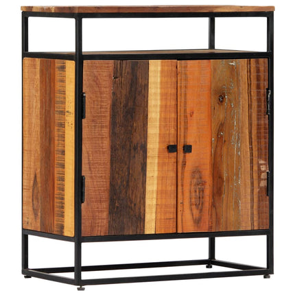 Credenza 60x35x76 cm in Legno Massello di Recupero e Acciaio
