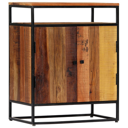 Credenza 60x35x76 cm in Legno Massello di Recupero e Acciaio