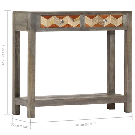 Tavolo Consolle Grigio 86x30x76 cm in Legno Massello di Mango