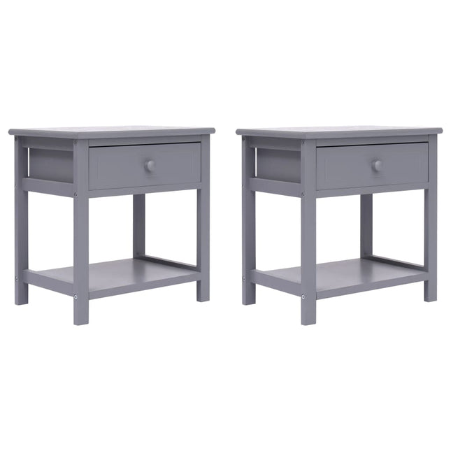 Comodini 2pz Grigi 40x29x42 cm in Legno di Paulonia