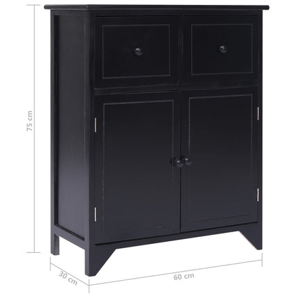 Mobiletto Nero 60x30x75 cm in Legno di Paulownia