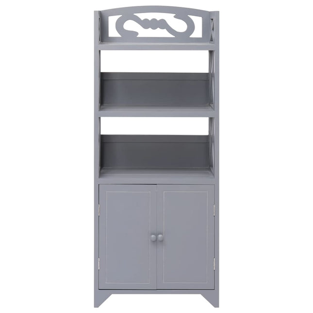 Mobiletto da Bagno Grigio 46x24x116 cm in Legno di Paulownia
