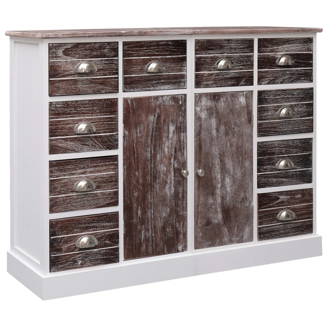 Credenza con 10 Cassetti Marrone 113x30x79 cm in Legno