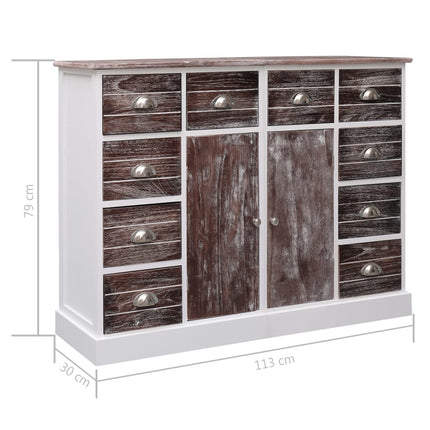 Credenza con 10 Cassetti Marrone 113x30x79 cm in Legno