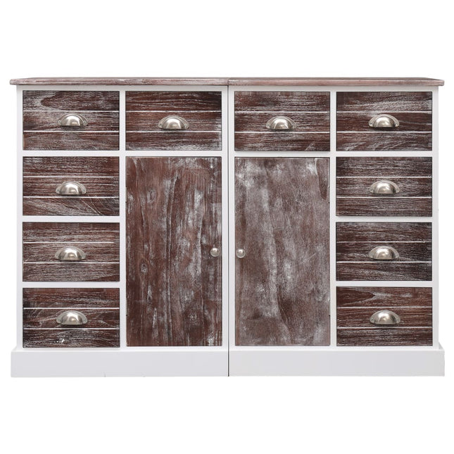 Credenza con 10 Cassetti Marrone 113x30x79 cm in Legno