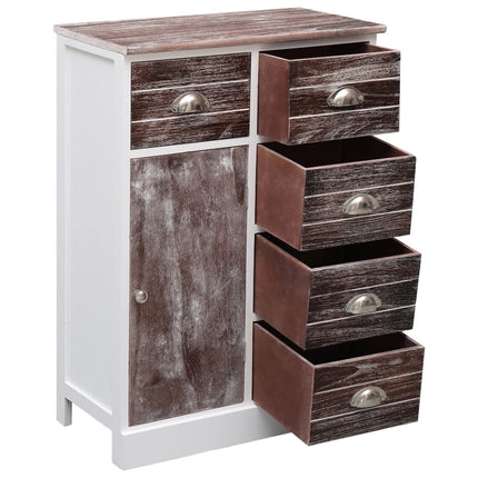 Credenza con 10 Cassetti Marrone 113x30x79 cm in Legno