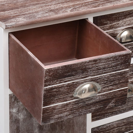 Credenza con 10 Cassetti Marrone 113x30x79 cm in Legno