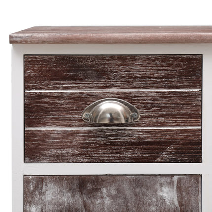 Credenza con 10 Cassetti Marrone 113x30x79 cm in Legno