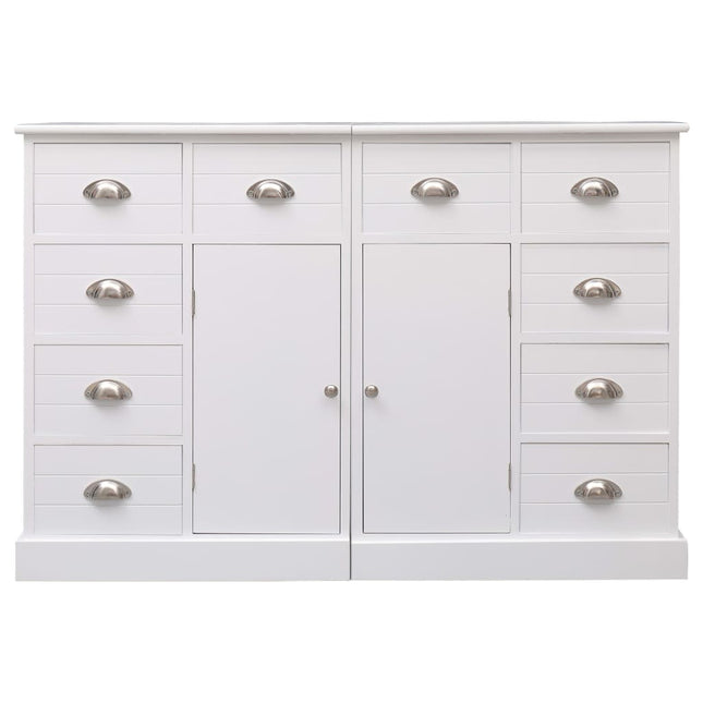 Credenza con 10 Cassetti Bianca 113x30x79 cm in Legno