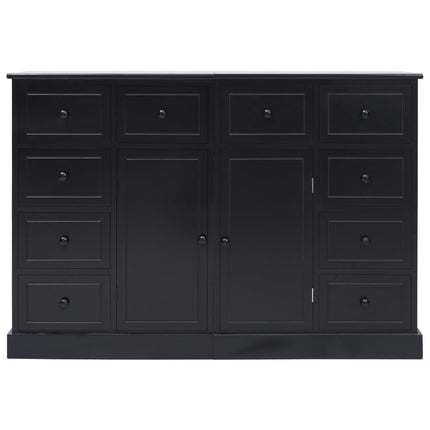 Credenza con 10 Cassetti Nera 113x30x79 cm in Legno