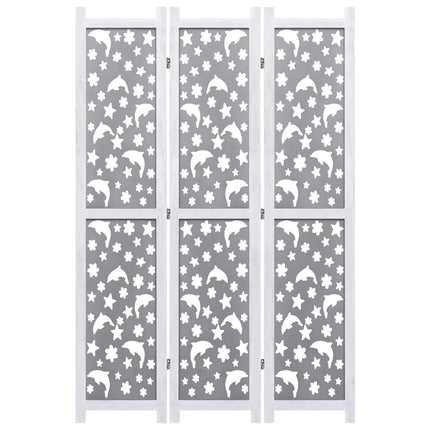 Divisorio a 3 Pannelli Grigio 105x165 cm in Legno Massello