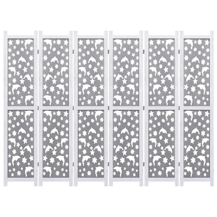 Divisorio a 6 Pannelli Grigio 210x165 cm in Legno Massello
