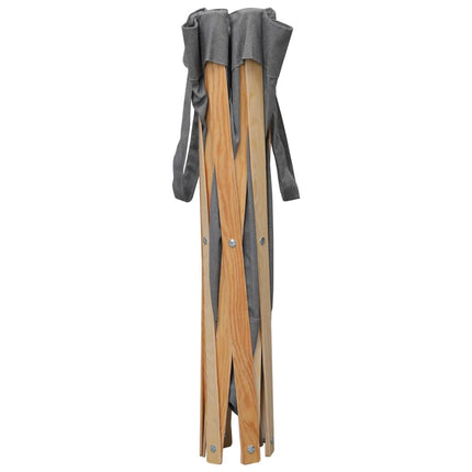 Cesto della Biancheria Pieghevole Grigio Legno e Tessuto