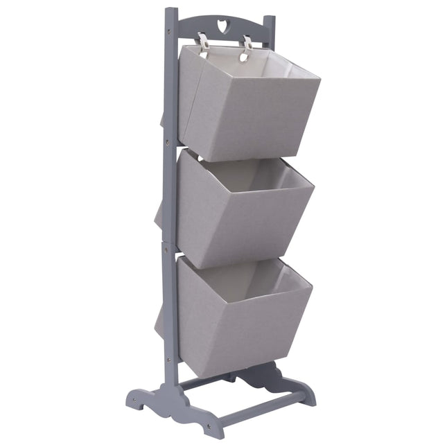 Contenitore a 3 Livelli Grigio Scuro 35x35x102 cm in Legno