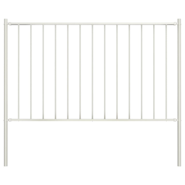 Pannello Recinzione con Pali Acciaio Verniciato 1,7x1m Bianco