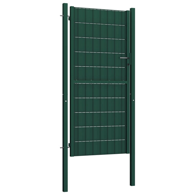 Cancello per Recinzione in PVC e Acciaio 100x124 cm Verde