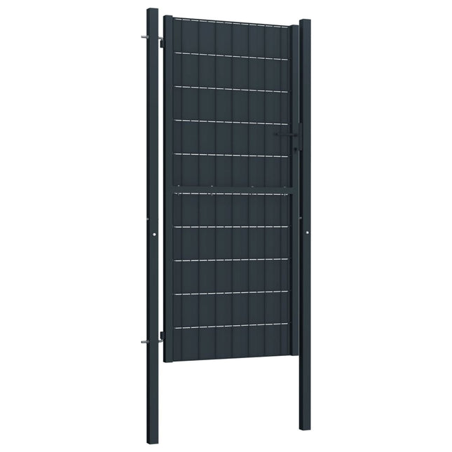 Cancello per Recinzione in PVC e Acciaio 100x204 cm Antracite
