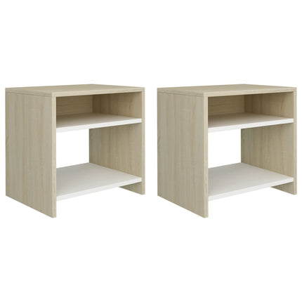 Comodini 2 pz Bianco e Rovere Sonoma 40x30x40 cm