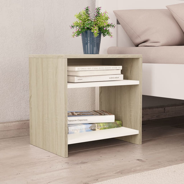 Comodini 2 pz Bianco e Rovere Sonoma 40x30x40 cm
