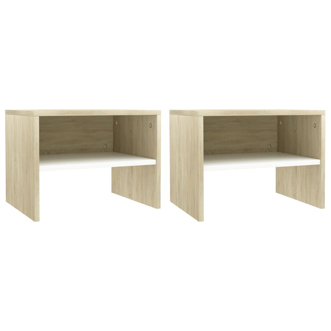 Comodini 2 pz Bianco e Rovere Sonoma 40x30x30 cm