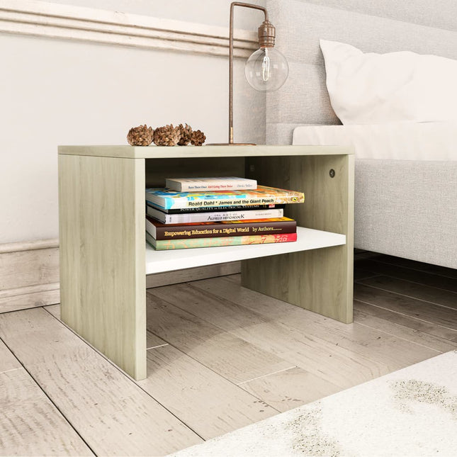 Comodini 2 pz Bianco e Rovere Sonoma 40x30x30 cm