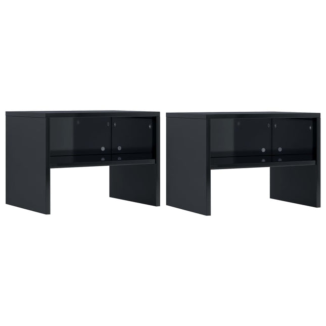 Comodini Nero lucido 2 pz 40x30x30 cm Legno Ingegnerizzato