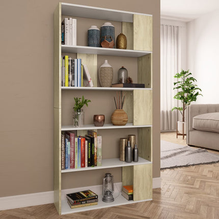 Libreria/Divisorio Bianco e Rovere Sonoma 80x24x159 cm