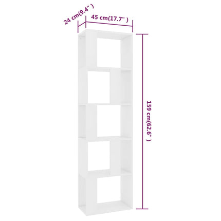 Libreria/Divisorio Bianco 45x24x159 cm in Legno Multistrato