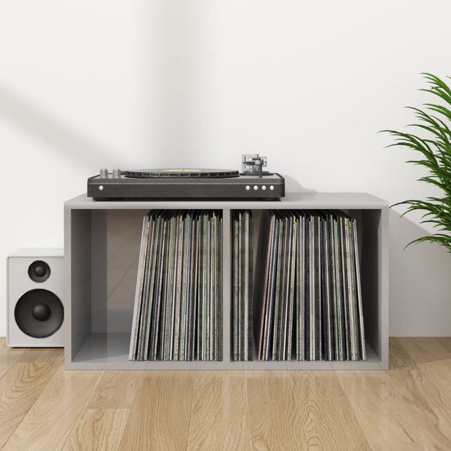 Contenitore per Vinili Grigio Lucido 71x34x36 cm in Multistrato