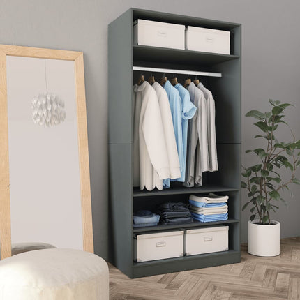 Armadio Grigio 100x50x200 cm in Legno Multistrato