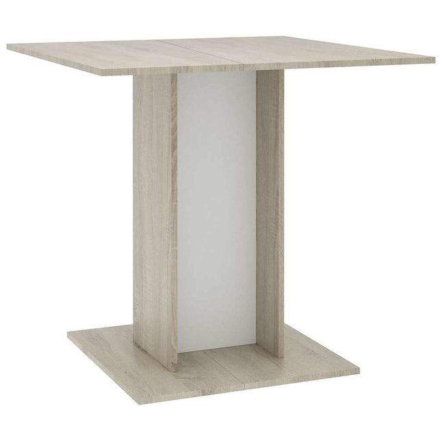 Tavolo da Pranzo Bianco e Rovere Sonoma 80x80x75cm Multistrato