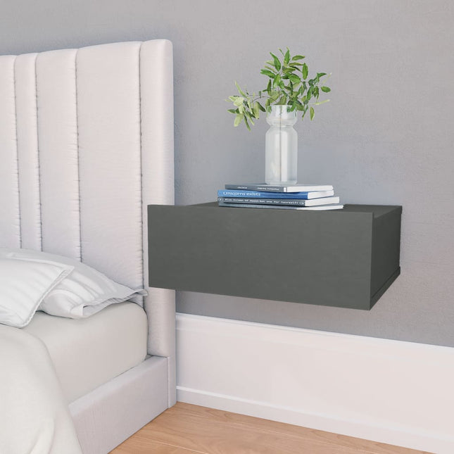 Comodino Pensile Grigio 40x30x15 cm in Legno Multistrato