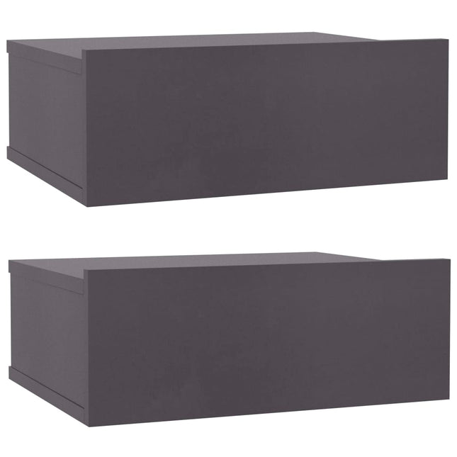 Comodini Pensili 2pz Grigi 40x30x15 cm in Legno Multistrato