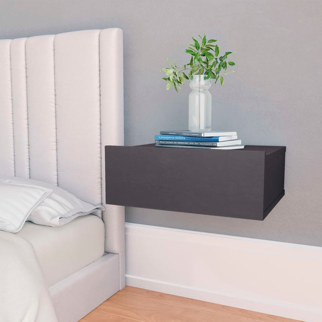 Comodini Pensili 2pz Grigi 40x30x15 cm in Legno Multistrato